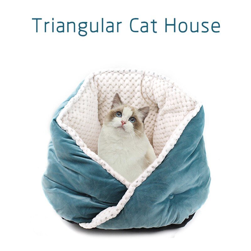 Cat Bed Soft Comfortable Pet Basket Warm Triangular Cat House Puppy Kennel Pet Sleeping Nest Cave for Dogs Cats Pets Supplies