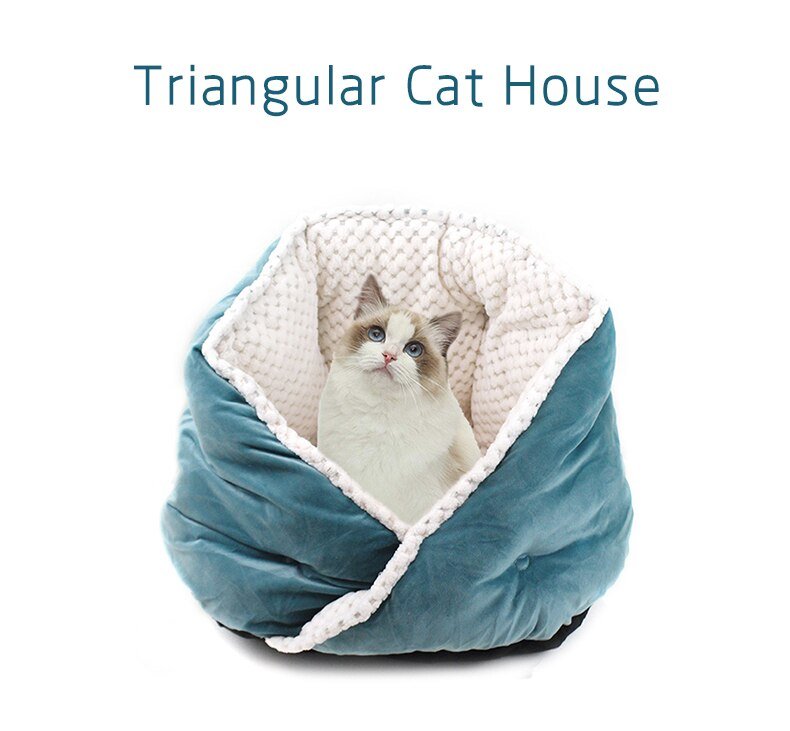 Cat Bed Soft Comfortable Pet Basket Warm Triangular Cat House Puppy Kennel Pet Sleeping Nest Cave for Dogs Cats Pets Supplies